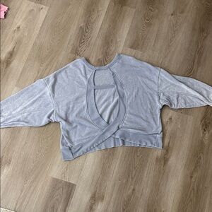 Gray Women's Top with Open Back Design